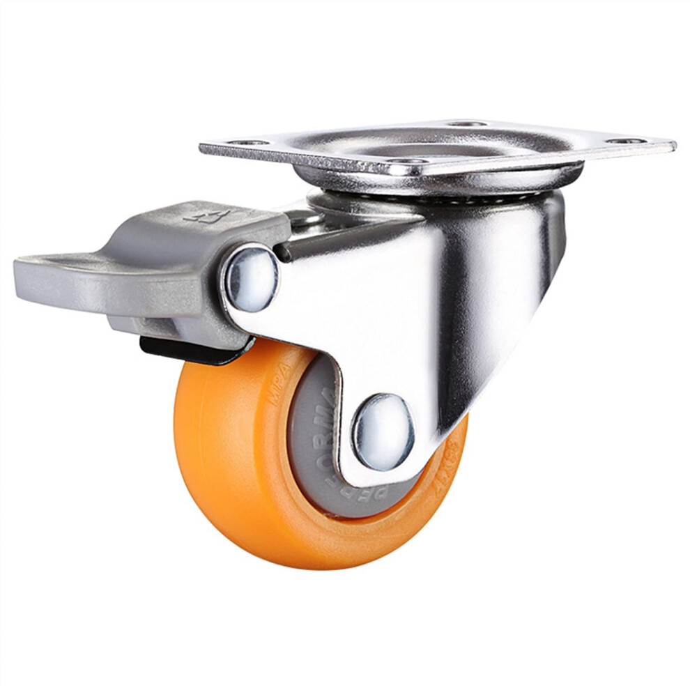 1.5 Inch 38Mm Heavy Duty Swivel Castor Wheel Orange Rubber Furniture Caster 120Kg Load Replacement 9365369391628