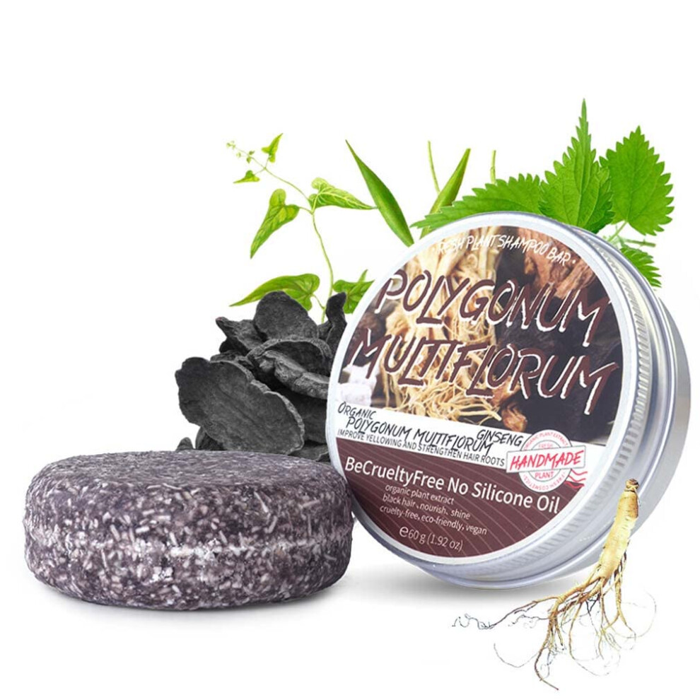 Grey Hair Darkening Shampoo Bar With Polygonum Multiflorum, Organic Antihair Loss Soap For Hair