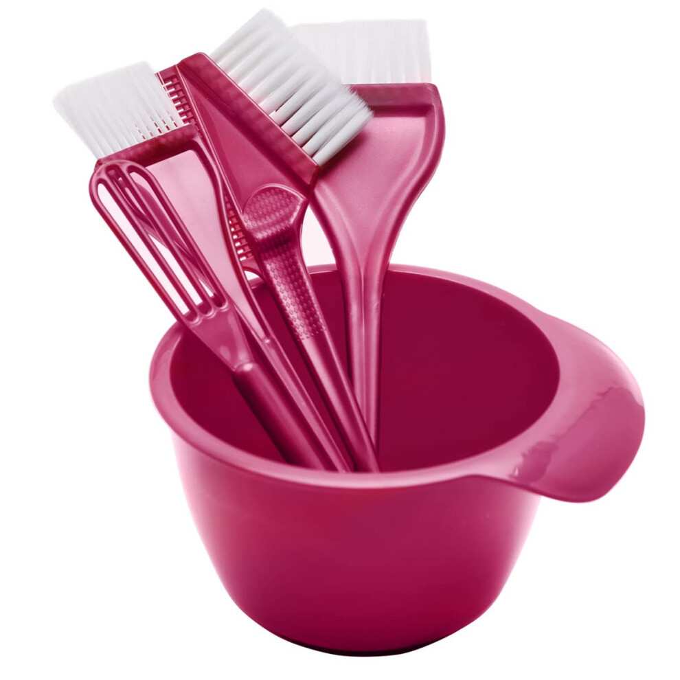Red Hair Dye Tool Set With Mixing Bowl Brush Comb For Even Color Application Salon And Home Use