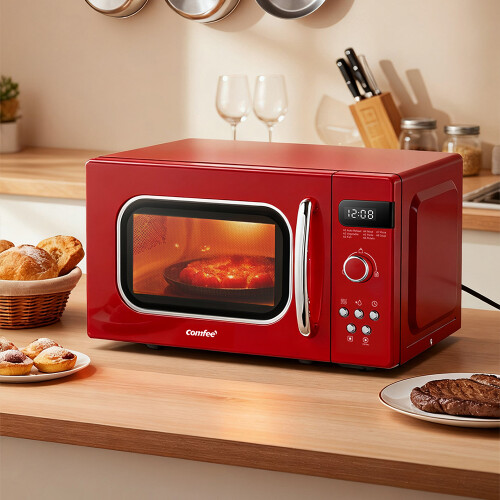 Living And Home 800W 20L Retro Microwave Oven with LED Display