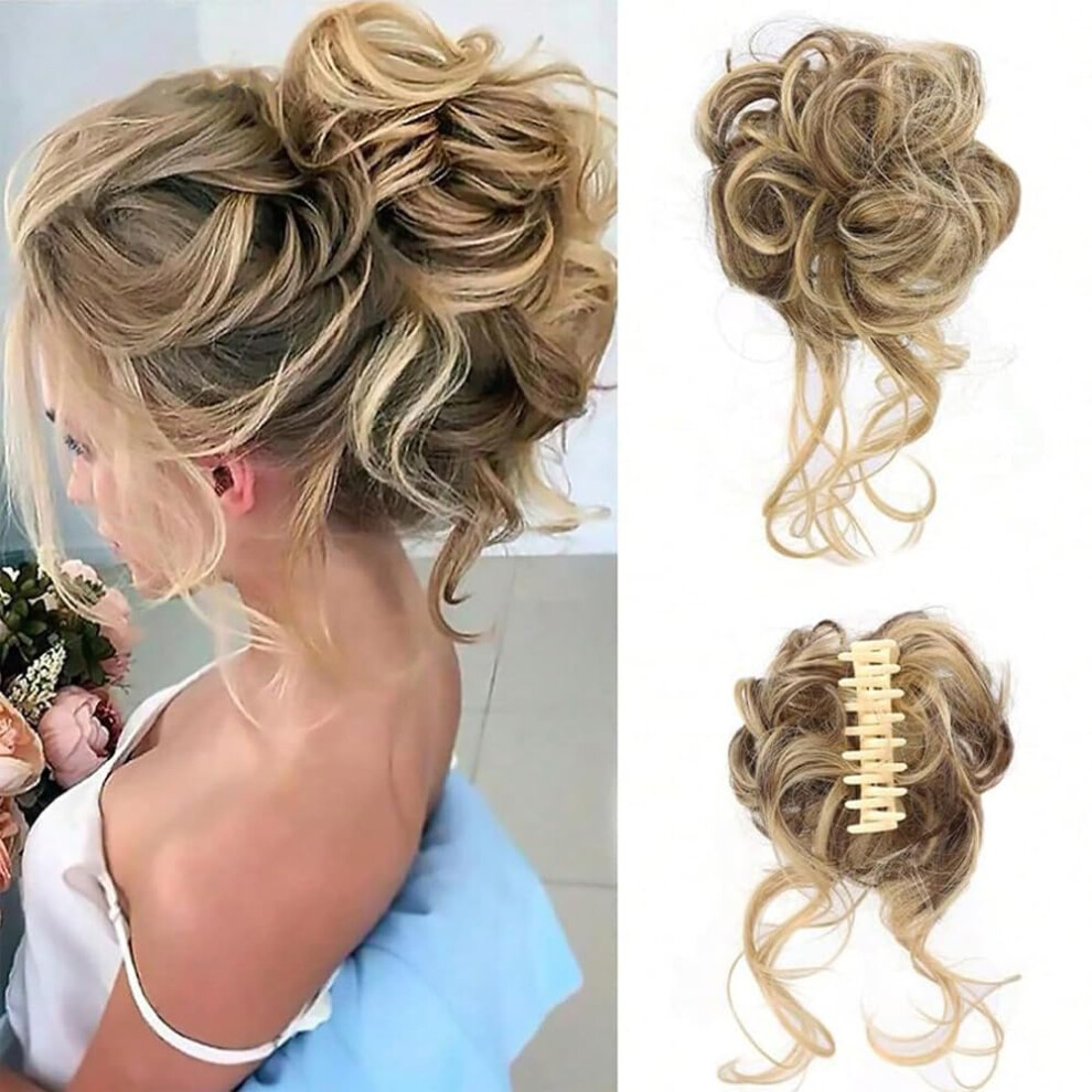 Unisex Messy Bun Hair Piece With Secure Claw Clip, Curly Hair Bun Extension For Women, Instant Volume Boost