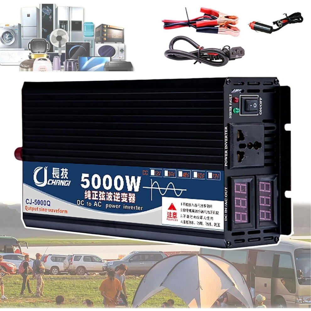 5000W Pure Sine Wave Inverter 48V To 110V Dc To Ac Power Converter For Home Rv Solar System 9164114152350
