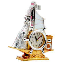 Nautical Desk Clock Retro Sailboat Design Silent NonTicking Alarm for Home Office Decor