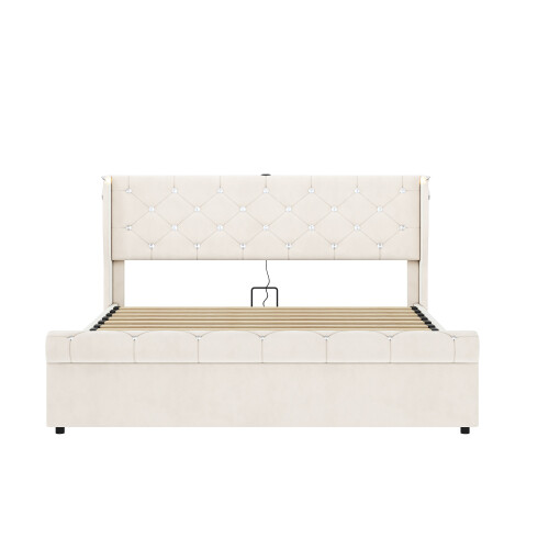 5ft King Upholstered Bed Frame with Hydraulic 2