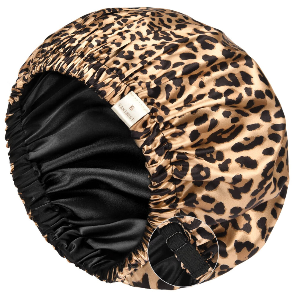 Unisex Silk Sleep Bonnet For Curly Hair, Adjustable Double Layer Satin Hair Bonnet Antifrizz For Women Men