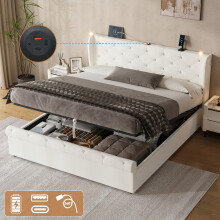 5ft King Upholstered Bed Frame with Hydraulic