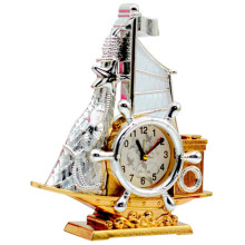 Nautical Desk Clock Retro Sailboat Design Style Decor for Home Office Bedroom