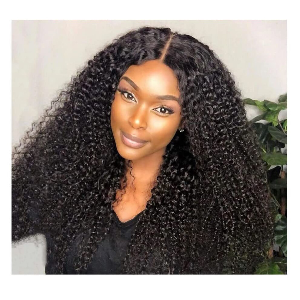 Unisex Afro Kinky Curly Human Hair Lace Front Wig 30 Inch Mongolian Hd Transparent Lace 200% Volume
