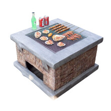 Outdoor Fire Pit 75cm Square Wood Burning Table with Grill Spark Screen and Poker for Backyard