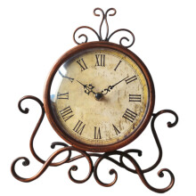 Vintage Mantel Clock Silent Quartz Non Ticking Retro Iron Tabletop Decor for Living Room