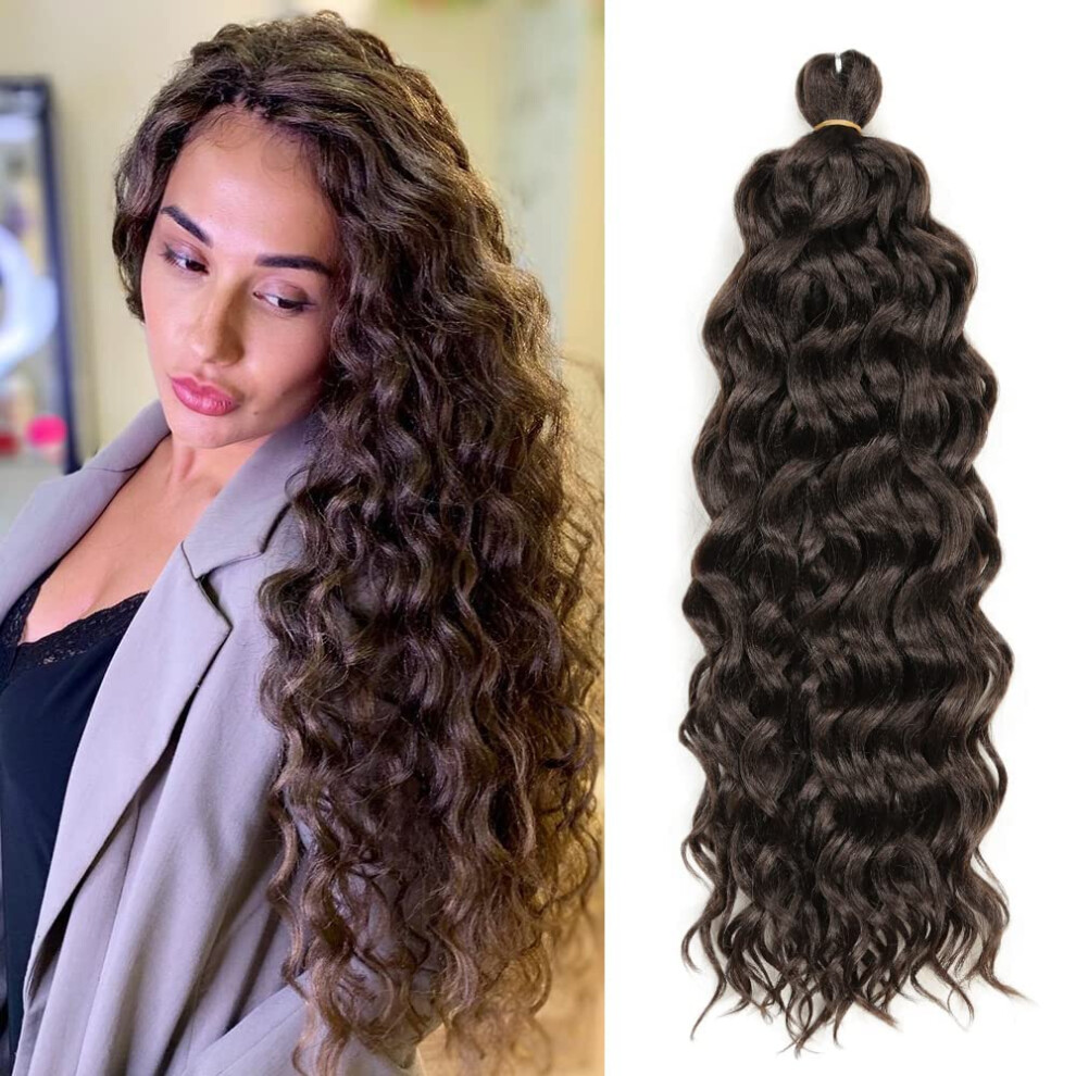 Unisex Crochet Hair Extensions Ocean Wave 24 Inch Boho Goddess Locs Hawaii Curl Pack Of 5 Heat Resistant