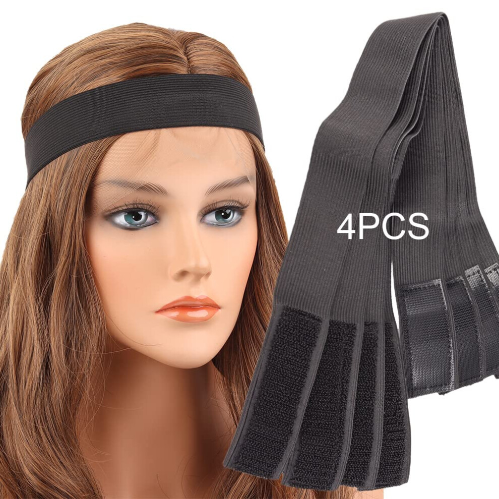 Unisex Lace Wig Melt Band 4 Pack Adjustable Elastic Lace Front Wig Band For Seamless Hairline Finish