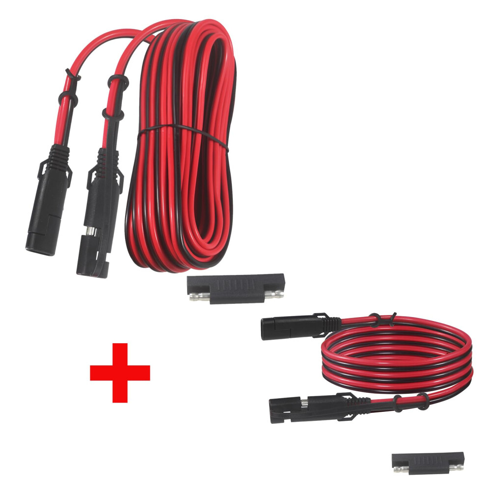 25Ft 16Awg Sae To Sae Extension Cable With Polarity Reverse Adapter For Solar Panel Trickle Charger 9164114155610