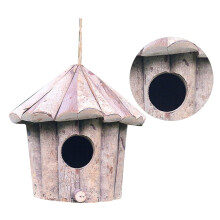 Rustic Wooden Bird House Hanging Decor for Garden and Home, Wedding and Party Nest Ornament