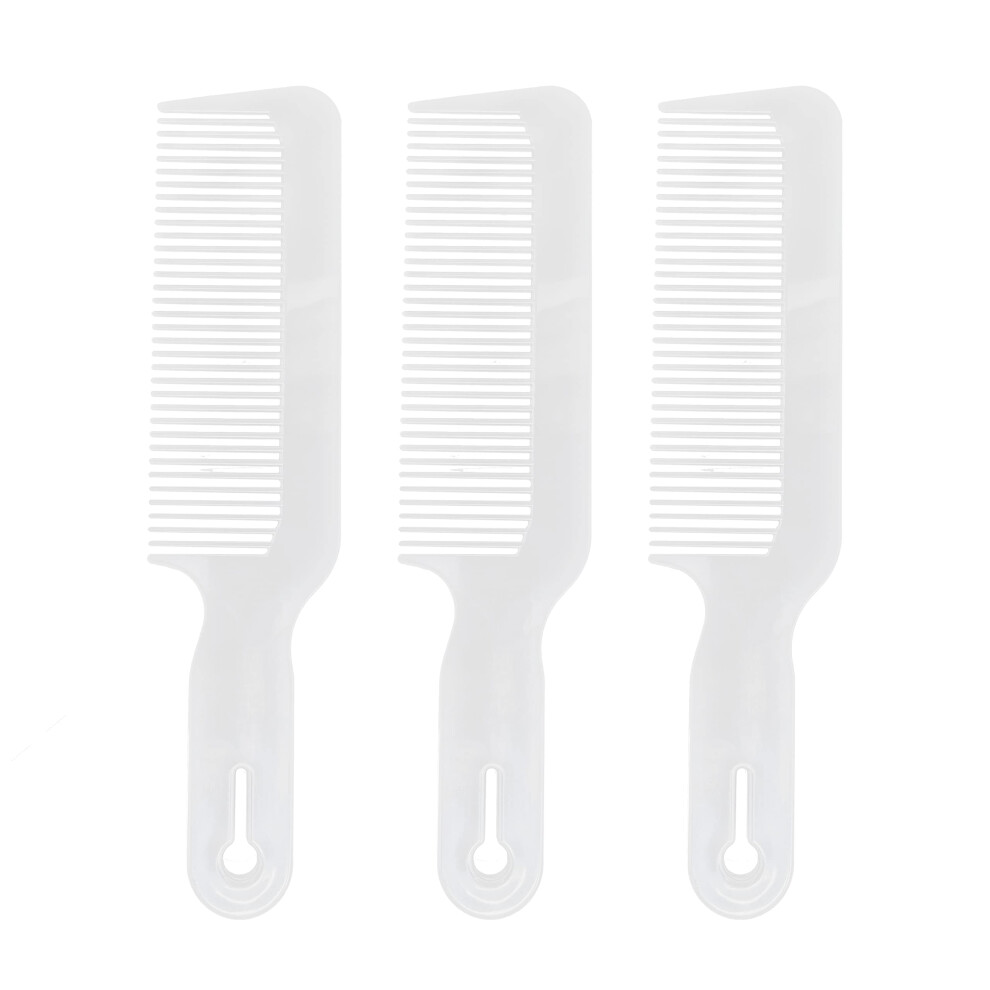 White Barber Clipper Comb Set With Ergonomic Thumb Rest For Precise Blending And Flat Hair Cutting, 3Pcs