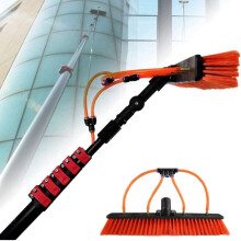 Telescopic Water Fed Pole Window Cleaning Kit with Angle Adjustable Soft Brush for Solar Panels and Vehicles