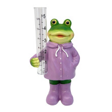 Rain Gauge Garden Statue Waterproof Resin Gnome with Durable Glass Gauge Yard Decor Frog