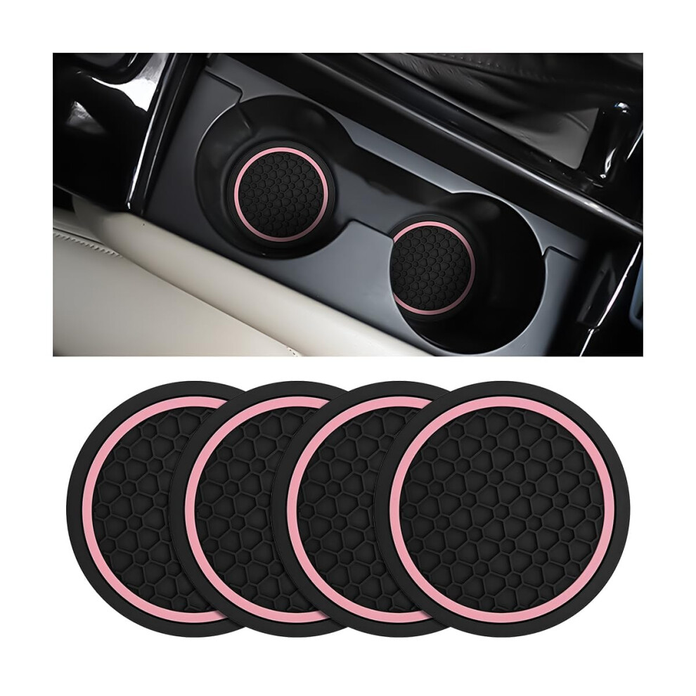 4 Pack Silicone Car Cup Holder Coasters For Chevy Suburban 20212025, Antislip And Shockproof Pink 9174973439226