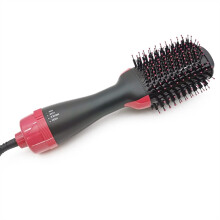 Hot Air Brush Hair Straightener 3 in 1 Ionic Hair Dryer Brush for Fast Styling 1000W Black Pink