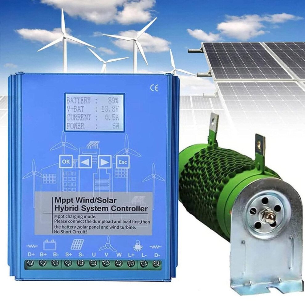 Mppt Wind Solar Hybrid Charge Controller 600W 12V 24V 48V With Dump Load Lcd Boost Off Grid 9365369395923
