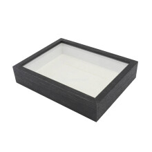 Black Wooden Shadow Box Frame for Dried Flowers, Deep Photo Display with Glass Front