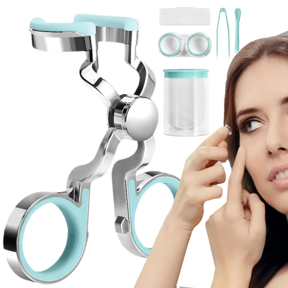 Contact Lens Applicator with Case and Tweezers, Soft Silicone Insertion and Removal Kit for Eye Safety