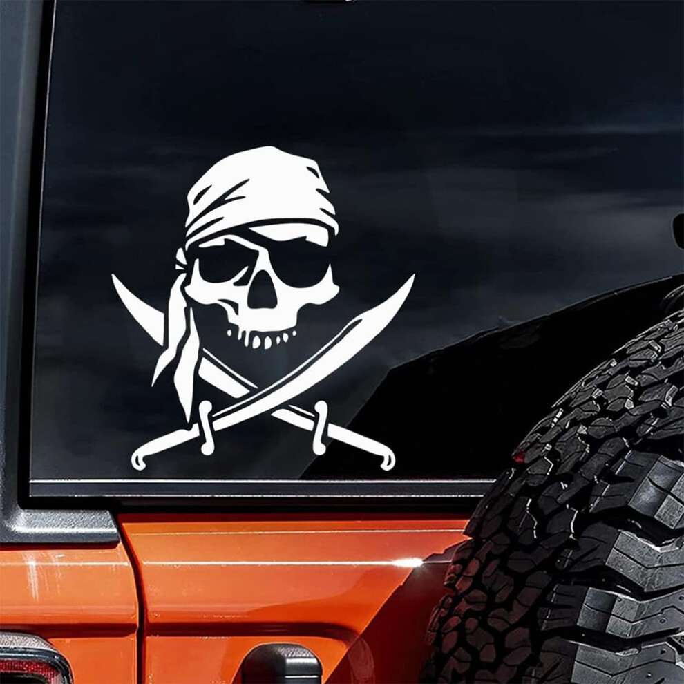 Pirate Skull Car Decal Sticker, Waterproof Pvc Hood Graphic For Truck Suv Motorcycle White 9174973440116