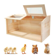 Large Wooden Chicken Brooder Box with Heat Lamp and Thermometer, Stepless Temp Control, Easy Clean Design (32x16x16)