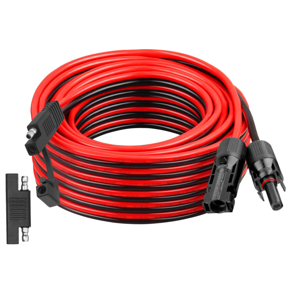 35Ft Solar Panel Extension Cable 10Awg Sae Connector, Heavyduty Tinned Copper Cord For Rv And Offgrid Systems 9365369396692