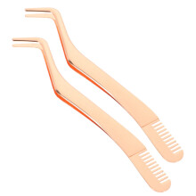 2pcs Stainless Steel Eyelash Tweezers with Comb Ergonomic False Eyelash Applicator for Women