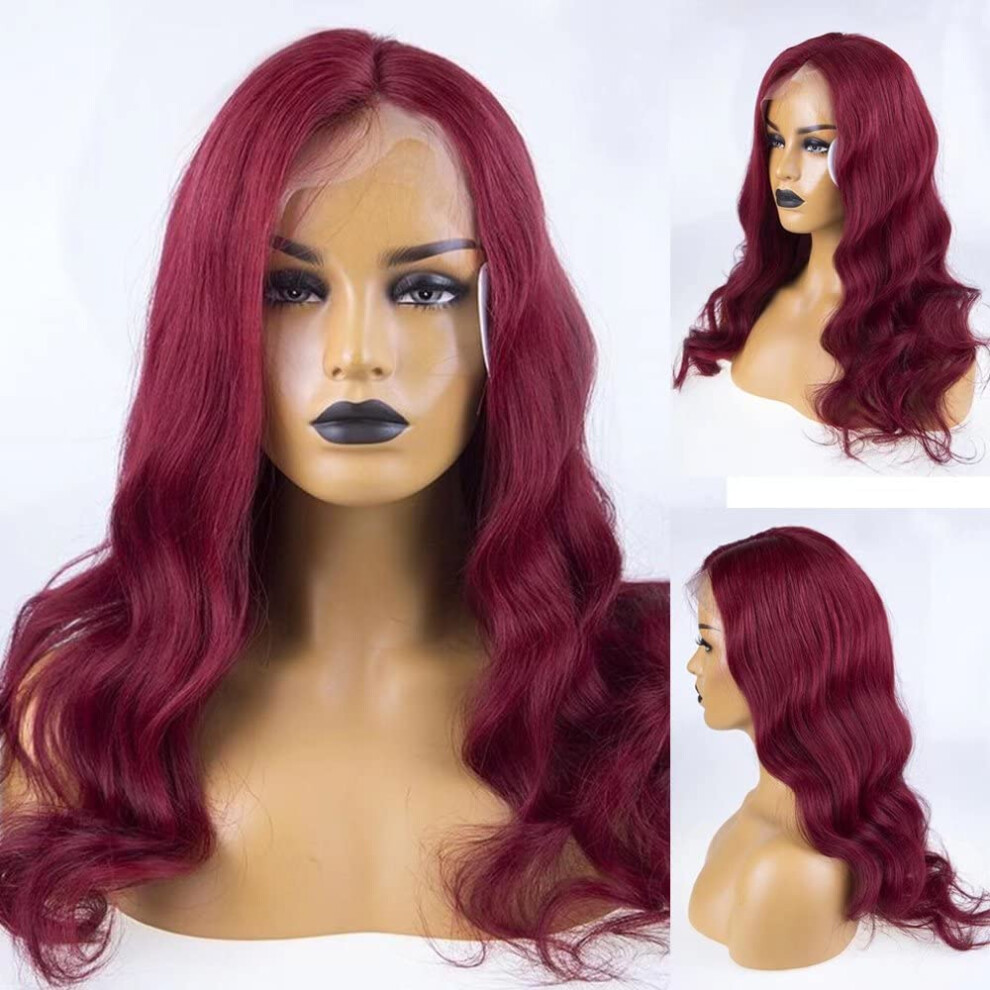 Burgundy Lace Front Wig 22 Inch Synthetic Loose Wave 150% Density Heat Resistant Fiber for Women