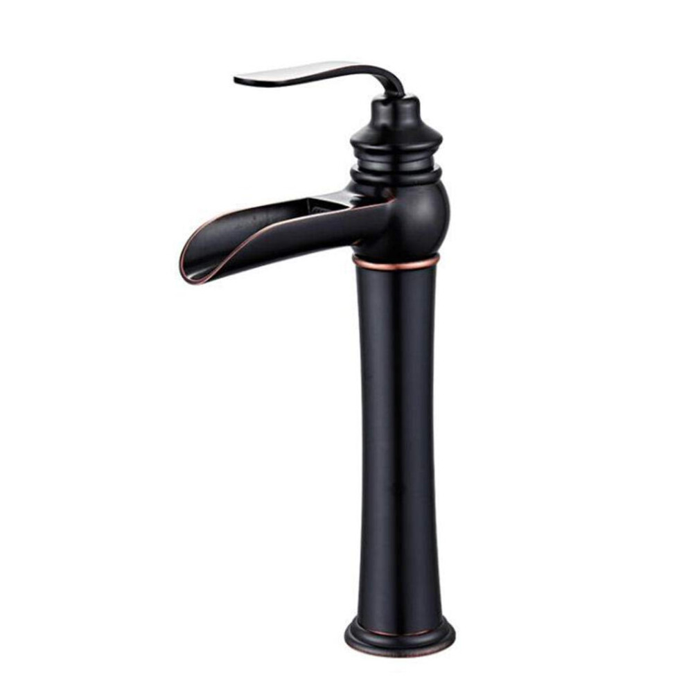 Tall Basin Mixer Tap Waterfall Bathroom Faucet Brass Single Hole Hot Cold For Above Counter Sink White 9174973441243