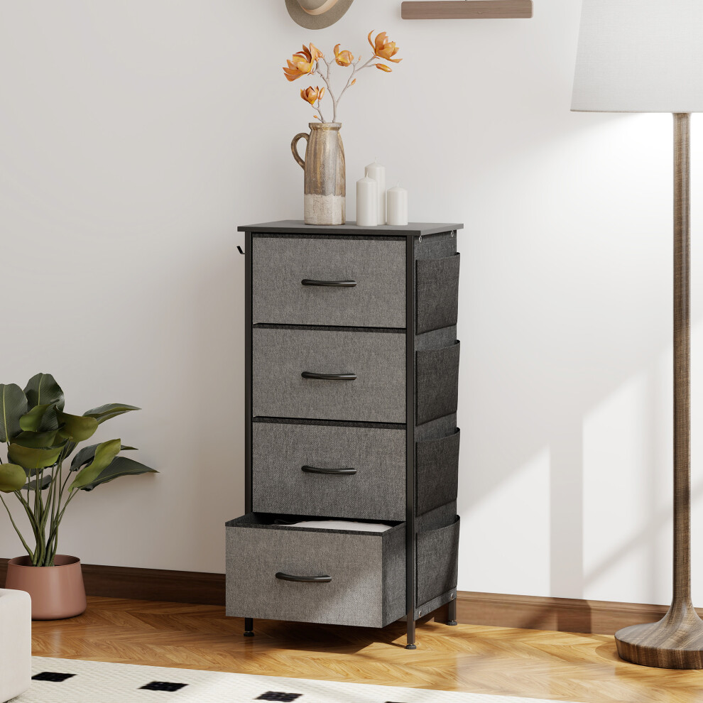 Chest of Four Fabric Drawers - Charcoal Grey Charcoal Grey Black - Image 5