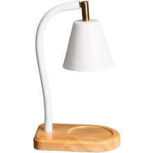Adjustable Brightness Candle Warmer Lamp with Electroplated Metal Wooden Holder for Home Decor