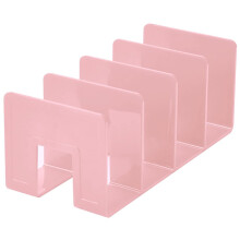 Bookends with AntiSlip Base, Large Capacity 4Grid Plastic Bookshelf Organizer for Office and Home