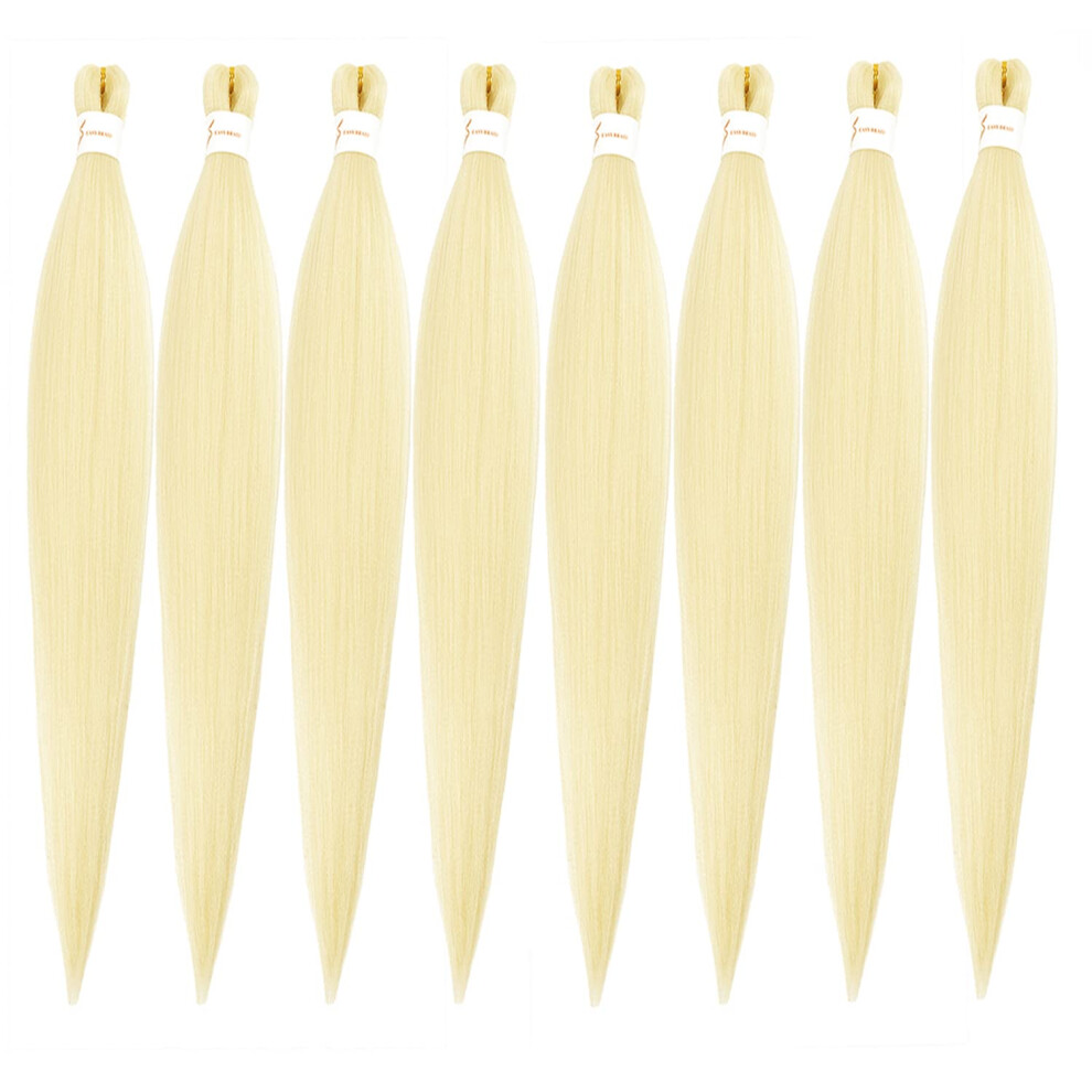 Unisex 48 Inch Pre Stretched Braiding Hair #613 Bleached Blonde Yaki Texture Synthetic Extensions Pack Of 8