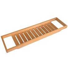 Wooden Bath Tray Caddy with Long Slatted Shelf for Bathtub Spa Accessories Beechwood 70x22cm