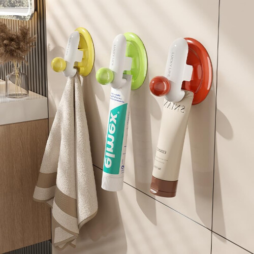 Wall Mounted Toothpaste Holder with Squeezer Clamp, Drill  Bathroom Organizer for Face Cream 2