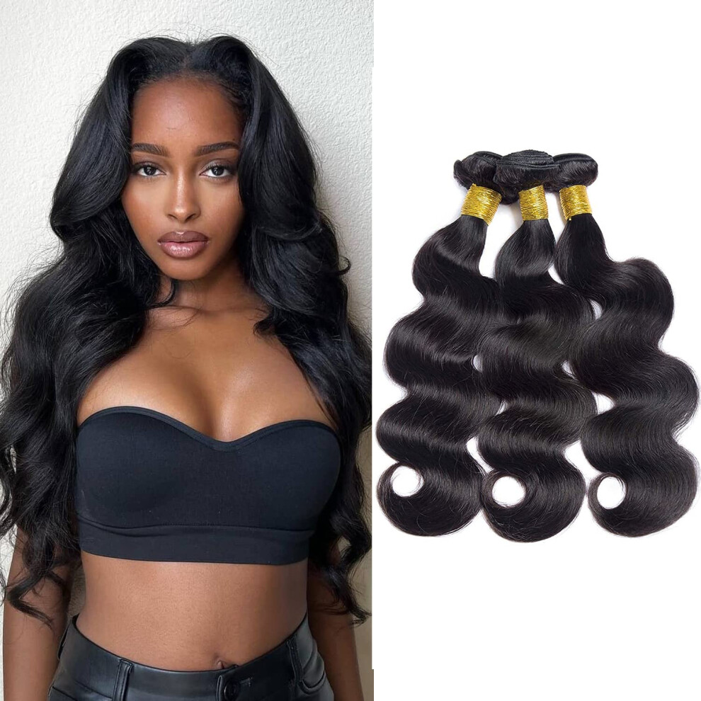 Unisex Brazilian Body Wave Human Hair Bundles 20 Inch 100% Virgin Unprocessed Double Weft Soft Tangle Extensions