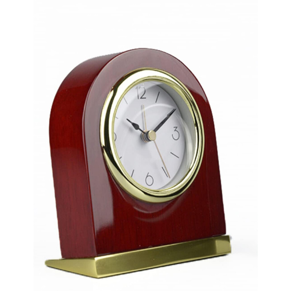 Wooden Desk Clock with Silent Quartz Movement, Vintage Rosewood Bedside Alarm Clock with Night Light