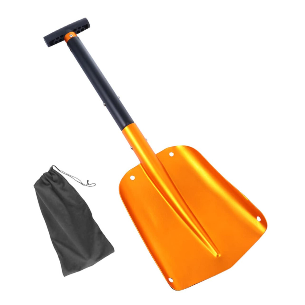 Folding Snow Shovel For Car With Large Spade And Ice Scraper, Compact Lightweight Dual Function Tool 9164114162236