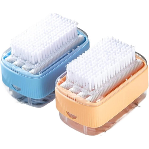 Laundry Brush with Soap Bubble Box, Multifunctional Roller for Quick Foaming and Easy Cleaning (Blue1) 2