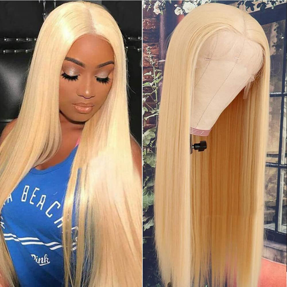 Unisex 613 Blonde Lace Front Wig Human Hair 28 Inch Straight 13X4 Pre Plucked With Baby Hair Natural Hairline