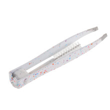 2 in 1 Eyebrow Tweezers with Foldable Brush and Eyelash Applicator Beauty Tool White