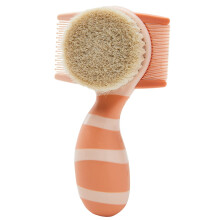 Baby Hair Brush and Comb Set for Newborns and Toddlers, Soft Goat Hair Bristles, Cradle Cap Care, Orange