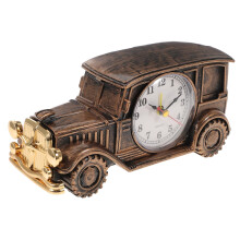 Retro Alarm Clock with Cute Car Design, Antique Bronze Novelty Desk Clock for Home or Office Decor