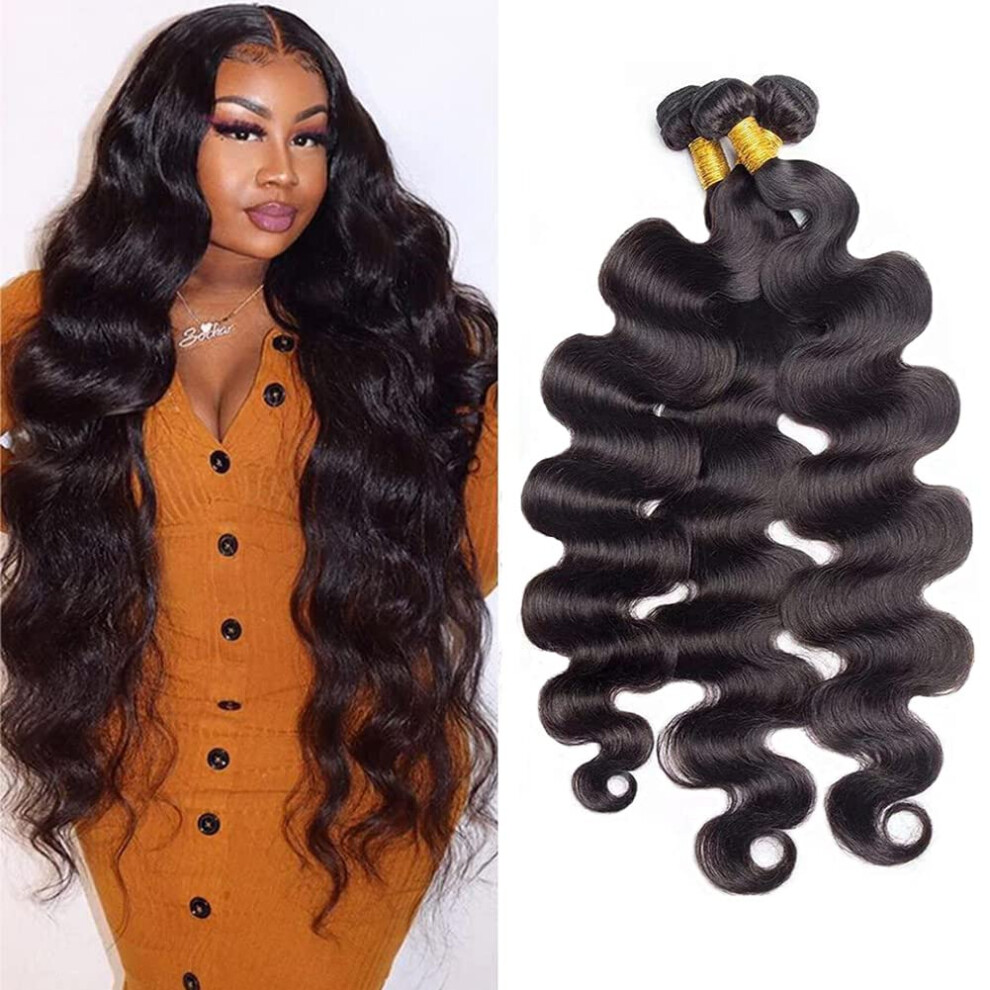 Unisex Brazilian Body Wave Hair Bundles 10A Virgin Human Hair 18 20 22 Inch Silky Tangle Weft