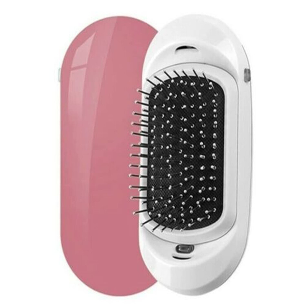 Pink Ionic Hair Brush With Anti Frizz Control, Negative Ion Detangling, Anti Static, Compact Design