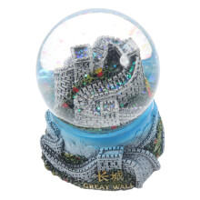 Chinese Snow Globe with Vivid  Wall Design, Clear Crystal Ball Christmas Ornament Decor