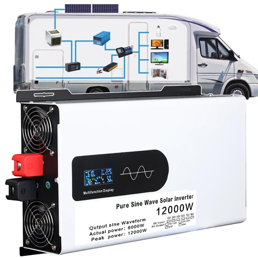 48V 12000W Pure Sine Wave Power Inverter Dc To Ac With Lcd Display For Solar And Rv Use 9164114163806